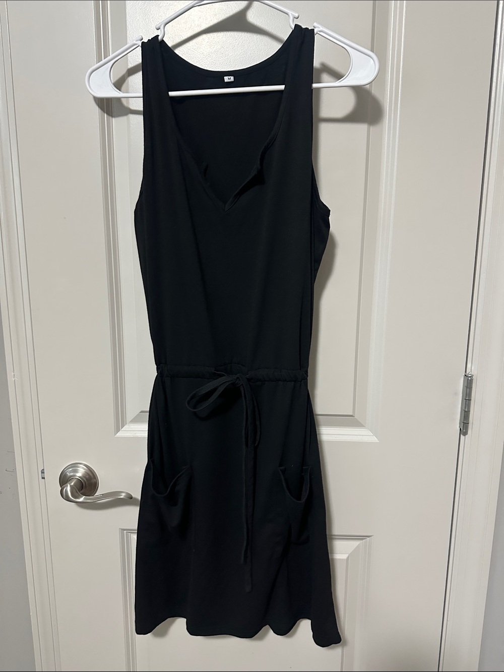 Black Sleeveless Tie-Waist Dress